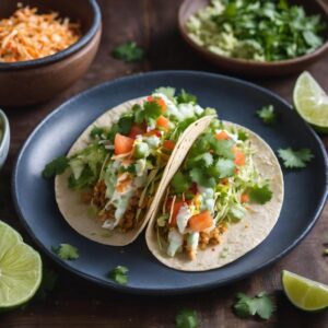 Almuerzo para bajar de peso con Tacos de pescado con repollo rallado y salsa de cilantro