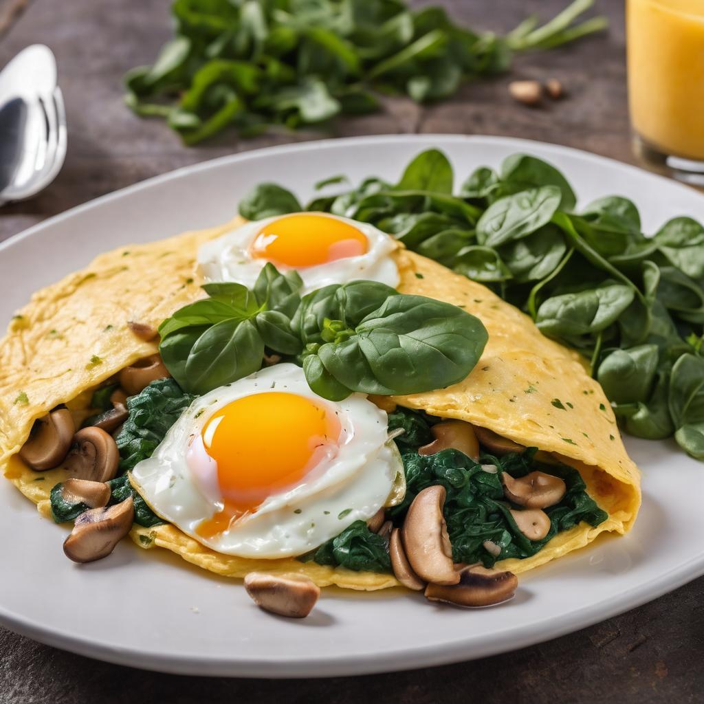Desayuno saludable para bajar de peso con Tortilla de claras de huevo con espinacas y champiñones