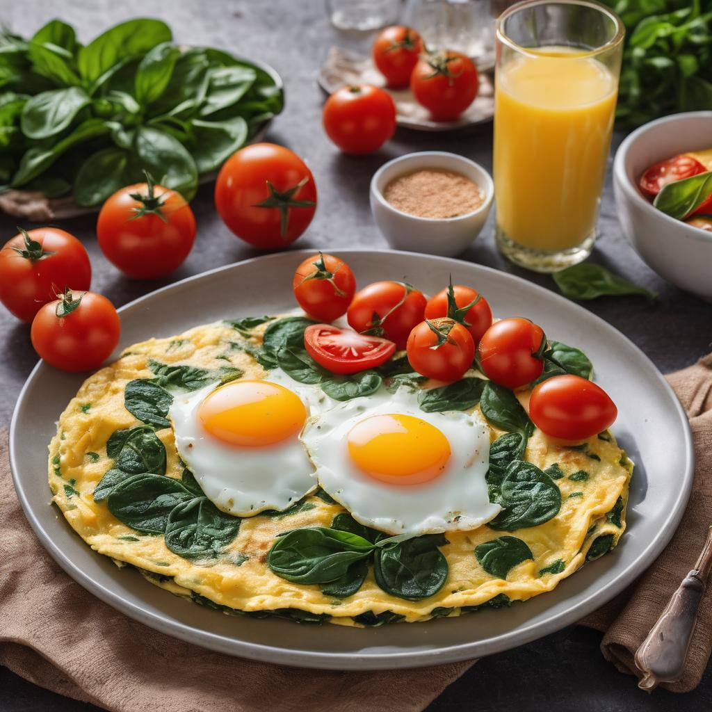 Desayuno saludable para bajar de peso con Tortilla de claras de huevo con espinacas y tomate